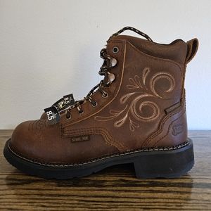 Justin Katerina Brown Waterproof Steel Toe Work Boots Womens